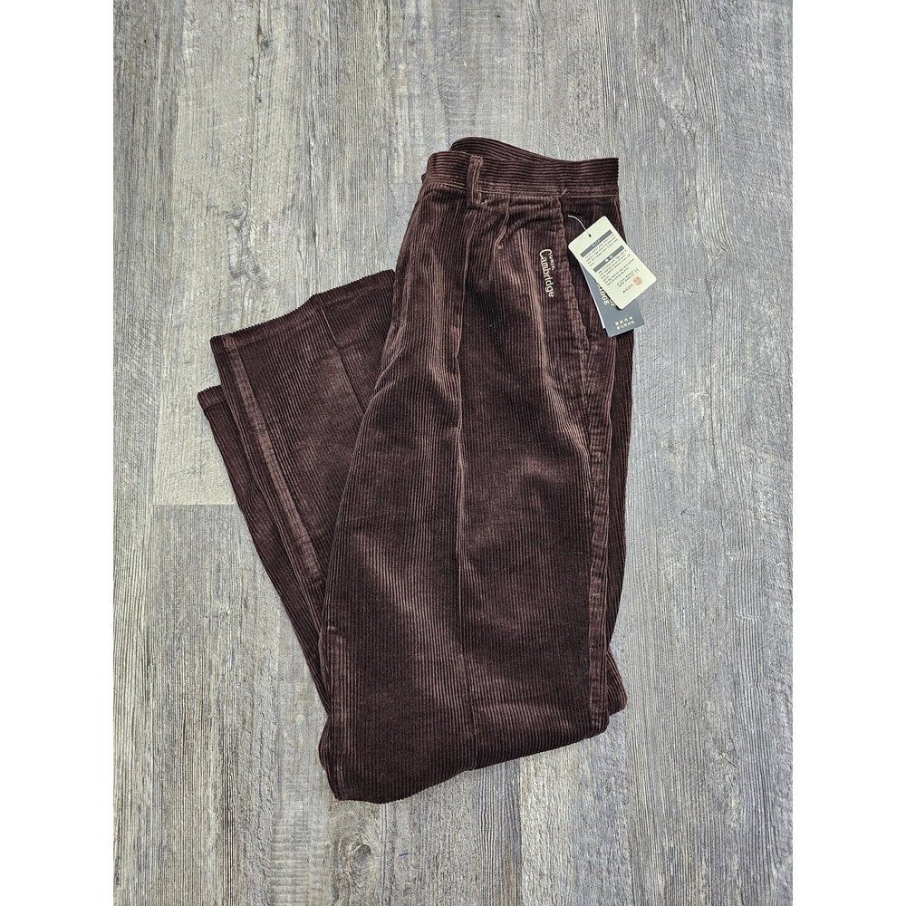 University of Cambridge Pants Mens 36 Brown Corduroy Wrinkle Free Embroidered‎